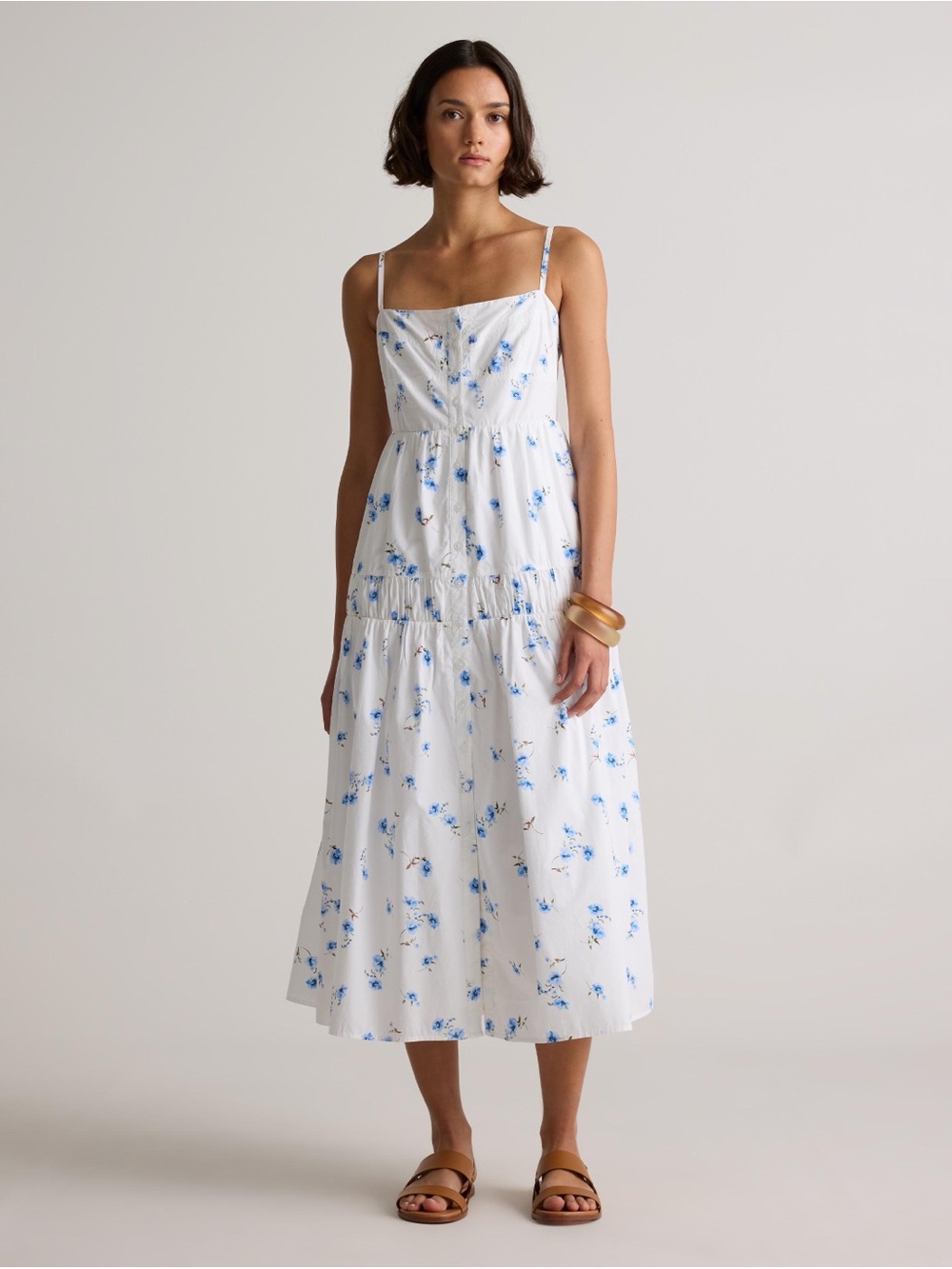 Quince White Poplin Spaghetti Strap Maxi 100% Organic Cotton
